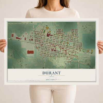 Map of Durant, Iowa, 18 x 24 inch unframed archival matte print