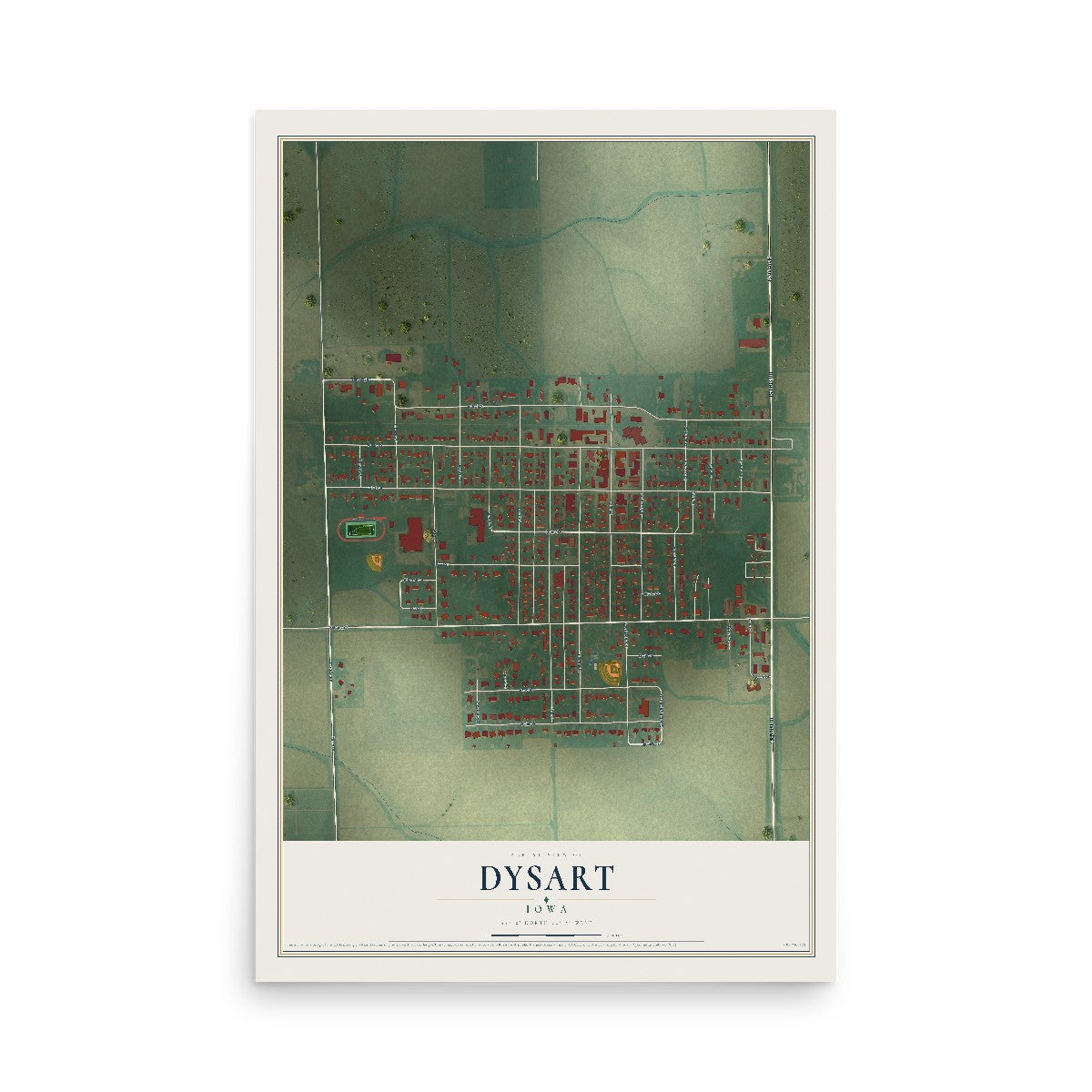 Map of Dysart, Iowa, 12 x 18 inch unframed archival matte print