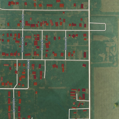 Second close-up of the map of Dysart, Iowa print showing more streets and buildings