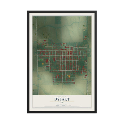 Map of Dysart, Iowa, 12 x 18 inch print in a black wood frame