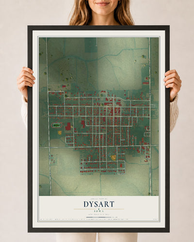 Map of Dysart, Iowa, 24 x 36 inch print in a black wood frame