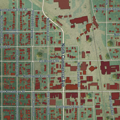 Close-up of the map of Eagle Grove, Iowa print showing street and building detail