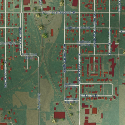 Second close-up of the map of Eagle Grove, Iowa print showing more streets and buildings