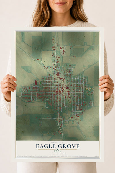 Map of Eagle Grove, Iowa, 18 x 24 inch unframed archival matte print