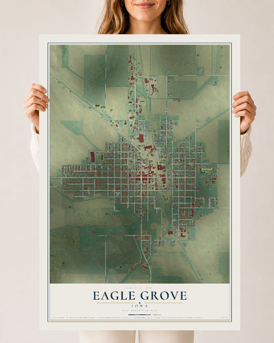 Map of Eagle Grove, Iowa, 24 x 36 inch unframed archival matte print