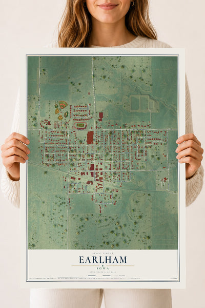 Map of Earlham, Iowa, 18 x 24 inch unframed archival matte print