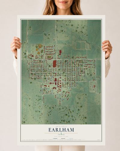 Map of Earlham, Iowa, 24 x 36 inch unframed archival matte print