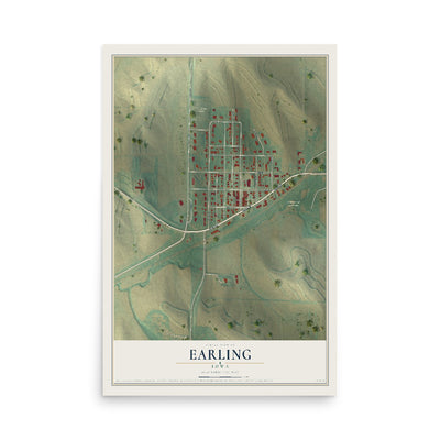 Map of Earling, Iowa, 12 x 18 inch unframed archival matte print