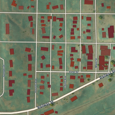 Close-up of the map of Earling, Iowa print showing street and building detail
