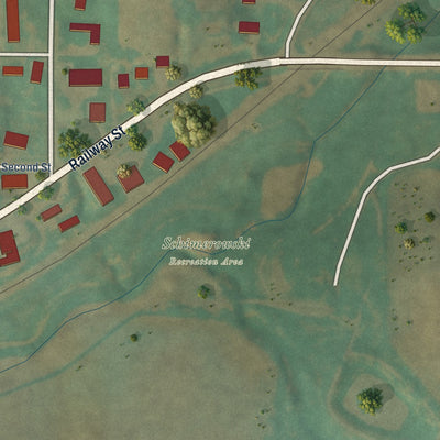 Second close-up of the map of Earling, Iowa print showing more streets and buildings