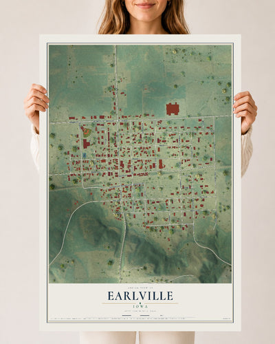 Map of Earlville, Iowa, 24 x 36 inch unframed archival matte print