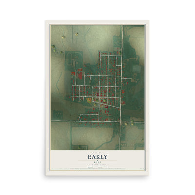 Map of Early, Iowa, 12 x 18 inch unframed archival matte print