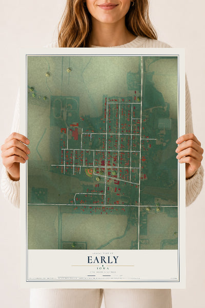 Map of Early, Iowa, 18 x 24 inch unframed archival matte print