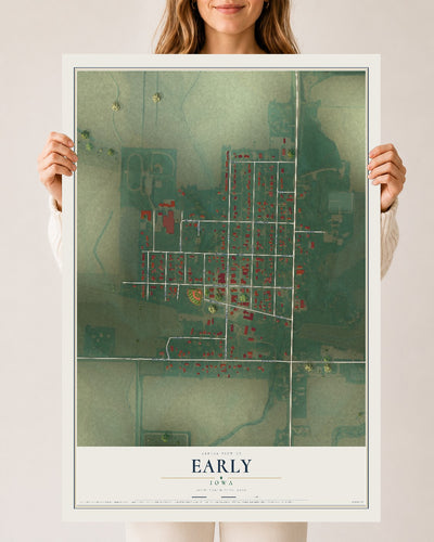 Map of Early, Iowa, 24 x 36 inch unframed archival matte print
