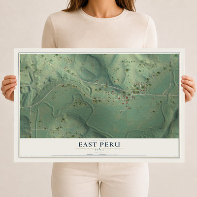 Map of East Peru, Iowa, 12 x 18 inch unframed archival matte print