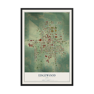 Map of Edgewood, Iowa, 12 x 18 inch print in a black wood frame
