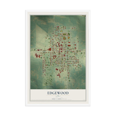 Map of Edgewood, Iowa, 12 x 18 inch print in a white wood frame