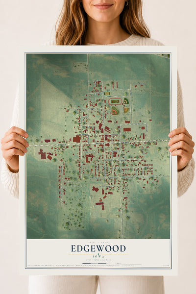 Map of Edgewood, Iowa, 18 x 24 inch unframed archival matte print