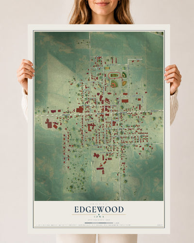 Map of Edgewood, Iowa, 24 x 36 inch unframed archival matte print