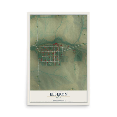 Map of Elberon, Iowa, 12 x 18 inch unframed archival matte print