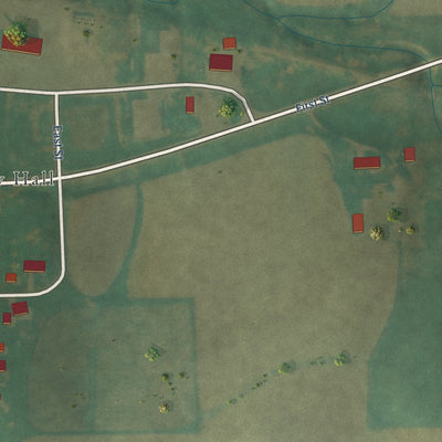 Second close-up of the map of Elberon, Iowa print showing more streets and buildings