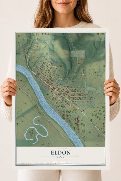 Map of Eldon, Iowa, 18 x 24 inch unframed archival matte print
