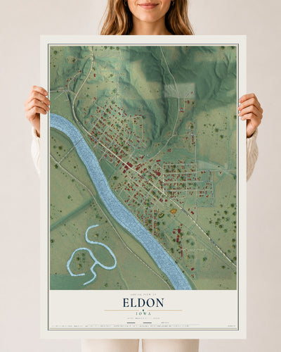 Map of Eldon, Iowa, 24 x 36 inch unframed archival matte print