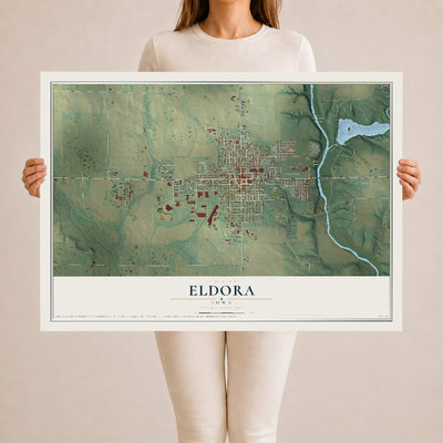 Map of Eldora, Iowa, 24 x 36 inch unframed archival matte print