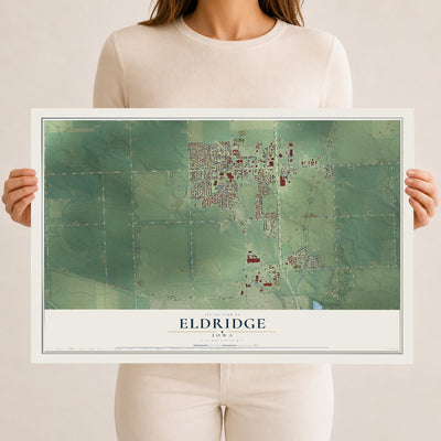 Map of Eldridge, Iowa, 12 x 18 inch unframed archival matte print