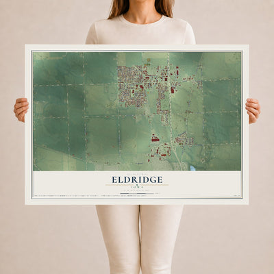 Map of Eldridge, Iowa, 24 x 36 inch unframed archival matte print