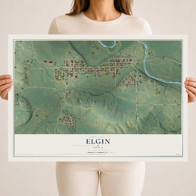Map of Elgin, Iowa, 18 x 24 inch unframed archival matte print