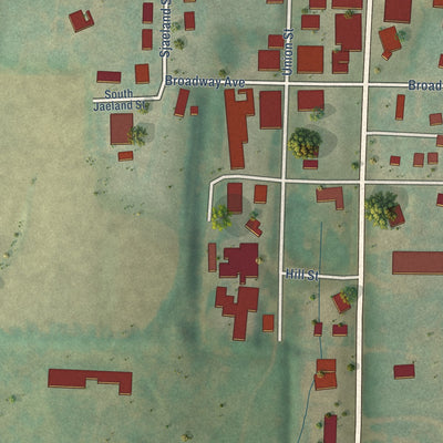 Second close-up of the map of Elk Horn, Iowa print showing more streets and buildings