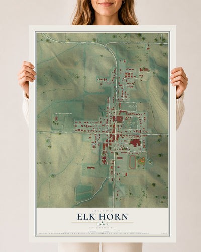 Map of Elk Horn, Iowa, 24 x 36 inch unframed archival matte print
