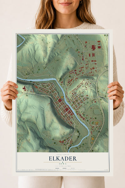 Map of Elkader, Iowa, 18 x 24 inch unframed archival matte print
