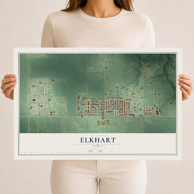 Map of Elkhart, Iowa, 12 x 18 inch unframed archival matte print