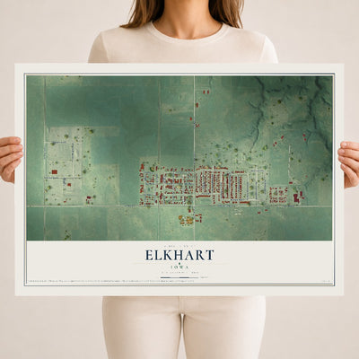 Map of Elkhart, Iowa, 18 x 24 inch unframed archival matte print