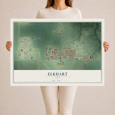 Map of Elkhart, Iowa, 24 x 36 inch unframed archival matte print