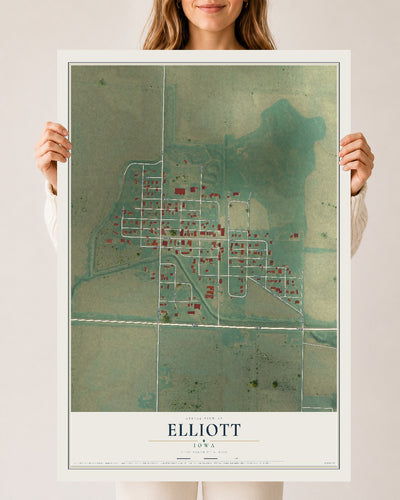Map of Elliott, Iowa, 24 x 36 inch unframed archival matte print