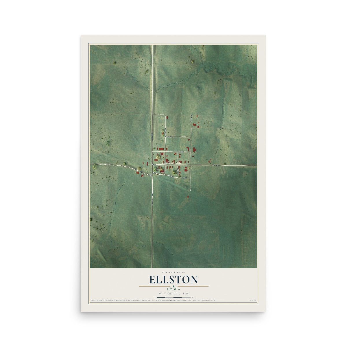 Map of Ellston, Iowa, 12 x 18 inch unframed archival matte print