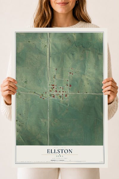 Map of Ellston, Iowa, 18 x 24 inch unframed archival matte print