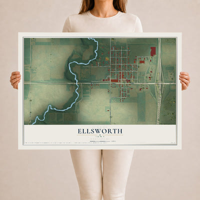 Map of Ellsworth, Iowa, 24 x 36 inch unframed archival matte print