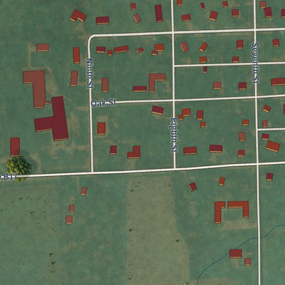 Second close-up of the map of Elma, Iowa print showing more streets and buildings