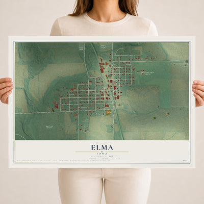 Map of Elma, Iowa, 18 x 24 inch unframed archival matte print