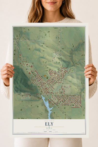 Map of Ely, Iowa, 18 x 24 inch unframed archival matte print
