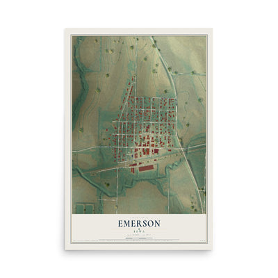 Map of Emerson, Iowa, 12 x 18 inch unframed archival matte print