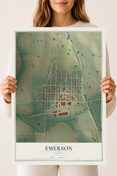 Map of Emerson, Iowa, 18 x 24 inch unframed archival matte print