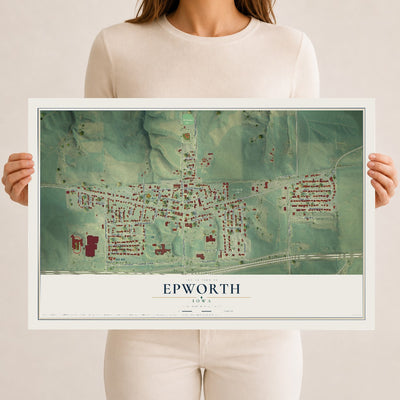 Map of Epworth, Iowa, 12 x 18 inch unframed archival matte print