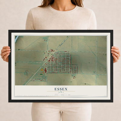 Map of Essex, Iowa, 12 x 18 inch print in a black wood frame