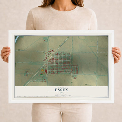 Map of Essex, Iowa, 12 x 18 inch print in a white wood frame