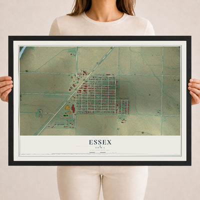 Map of Essex, Iowa, 18 x 24 inch print in a black wood frame